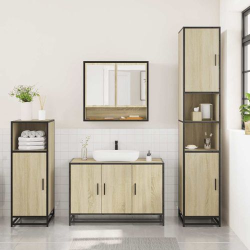 Ensemble de meubles de salle de bain 3 pcs chêne sonoma - Photo n°3; ?>