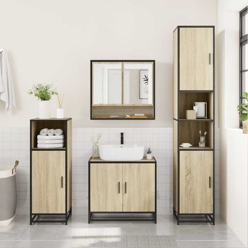 Ensemble de meubles de salle de bain 3 pcs chêne sonoma - Photo n°3; ?>