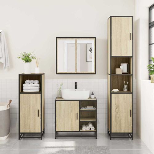 Ensemble de meubles de salle de bain 3 pcs chêne sonoma - Photo n°3; ?>