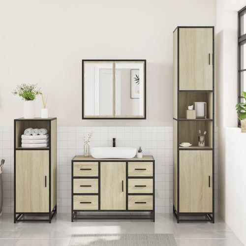 Ensemble de meubles de salle de bain 3 pcs chêne sonoma - Photo n°3; ?>