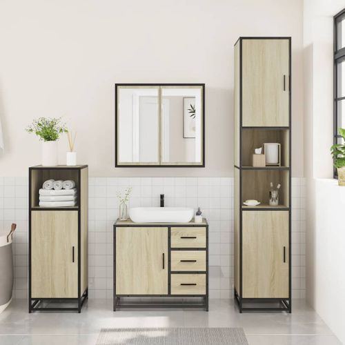 Ensemble de meubles de salle de bain 3 pcs chêne sonoma - Photo n°3; ?>