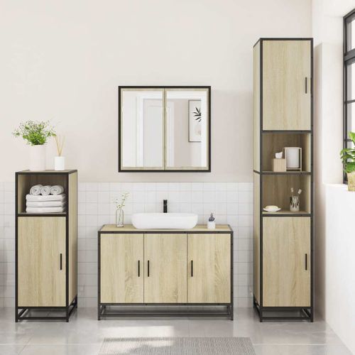 Ensemble de meubles de salle de bain 3 pcs chêne sonoma - Photo n°3; ?>