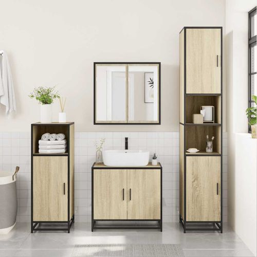 Ensemble de meubles de salle de bain 3 pcs chêne sonoma - Photo n°3; ?>