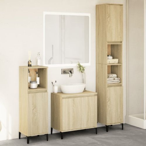 Ensemble de meubles de salle de bain 3 pcs chêne sonoma - Photo n°2; ?>