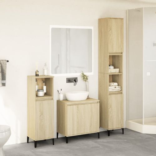 Ensemble de meubles de salle de bain 3 pcs chêne sonoma - Photo n°3; ?>