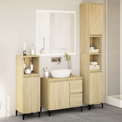 Ensemble de meubles de salle de bain 3 pcs chêne sonoma - Photo n°2; ?>