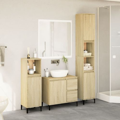 Ensemble de meubles de salle de bain 3 pcs chêne sonoma - Photo n°3; ?>