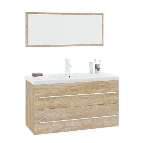 Ensemble de meubles de salle de bain 3 pcs Chêne sonoma 2 - Photo n°2; ?>