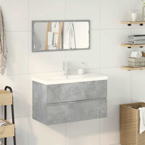 Ensemble de meubles de salle de bain 3 pcs gris béton - Photo n°3; ?>