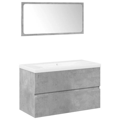 Ensemble de meubles de salle de bain 3 pcs gris béton - Photo n°2; ?>