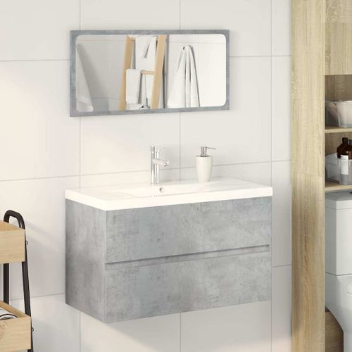 Ensemble de meubles de salle de bain 3 pcs gris béton - Photo n°3; ?>