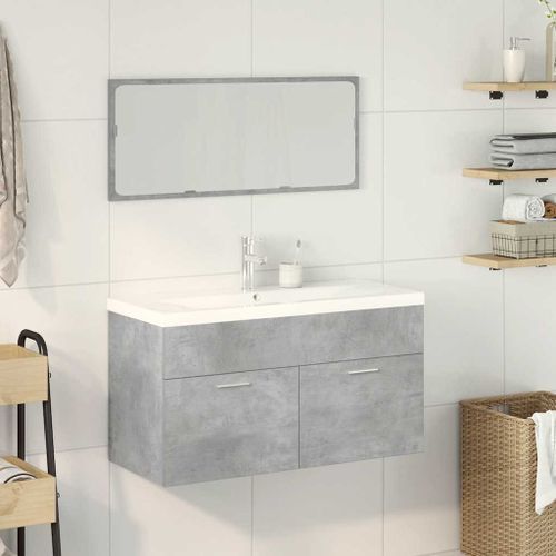 Ensemble de meubles de salle de bain 3 pcs gris béton - Photo n°3; ?>