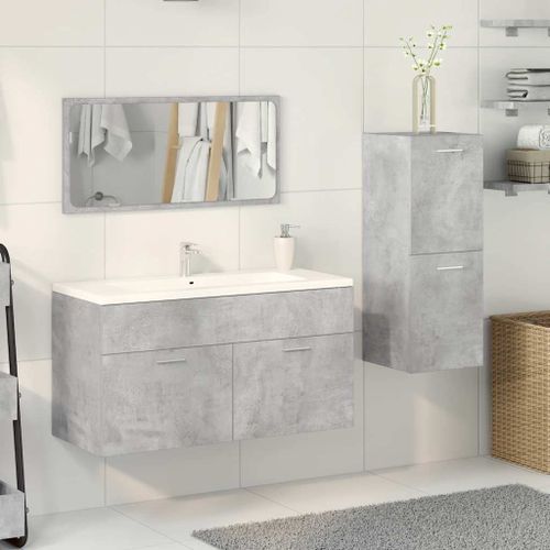 Ensemble de meubles de salle de bain 3 pcs gris béton - Photo n°3; ?>