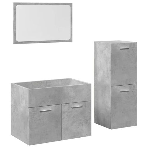 Ensemble de meubles de salle de bain 3 pcs gris béton - Photo n°2; ?>