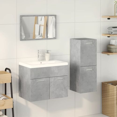 Ensemble de meubles de salle de bain 3 pcs gris béton - Photo n°3; ?>