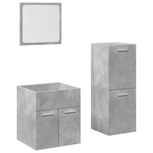 Ensemble de meubles de salle de bain 3 pcs gris béton - Photo n°2; ?>