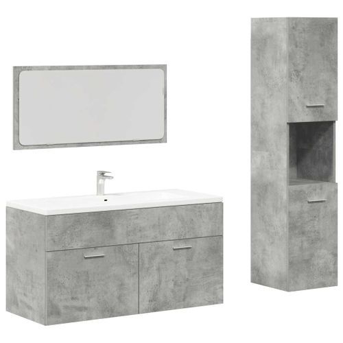 Ensemble de meubles de salle de bain 3 pcs gris béton - Photo n°2; ?>