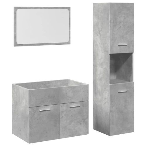 Ensemble de meubles de salle de bain 3 pcs gris béton - Photo n°2; ?>