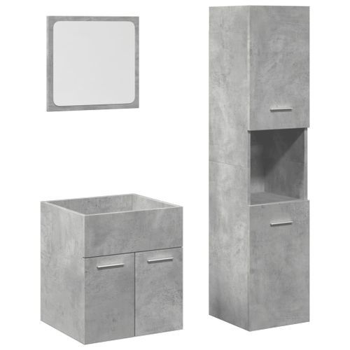 Ensemble de meubles de salle de bain 3 pcs gris béton - Photo n°2; ?>