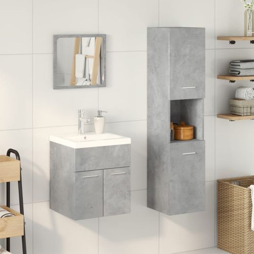 Ensemble de meubles de salle de bain 3 pcs gris béton - Photo n°3; ?>