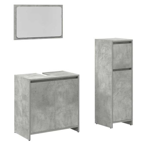 Ensemble de meubles de salle de bain 3 pcs gris béton - Photo n°2; ?>