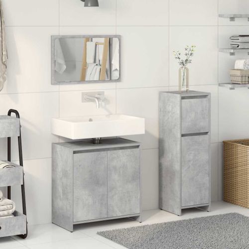 Ensemble de meubles de salle de bain 3 pcs gris béton - Photo n°3; ?>