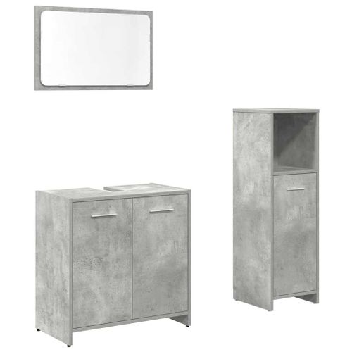 Ensemble de meubles de salle de bain 3 pcs gris béton - Photo n°2; ?>