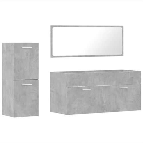 Ensemble de meubles de salle de bain 3 pcs gris béton - Photo n°2; ?>