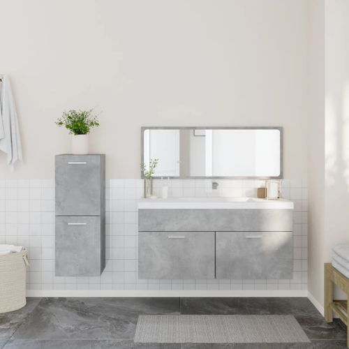 Ensemble de meubles de salle de bain 3 pcs gris béton - Photo n°3; ?>