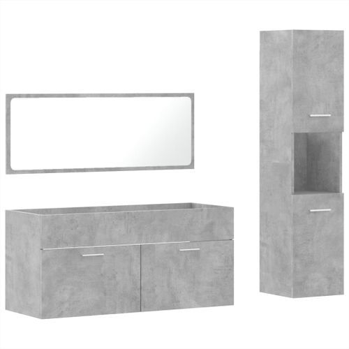 Ensemble de meubles de salle de bain 3 pcs gris béton - Photo n°2; ?>