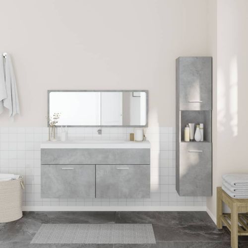 Ensemble de meubles de salle de bain 3 pcs gris béton - Photo n°3; ?>