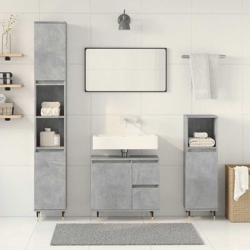 Ensemble de meubles de salle de bain 3 pcs gris béton - Photo n°3; ?>