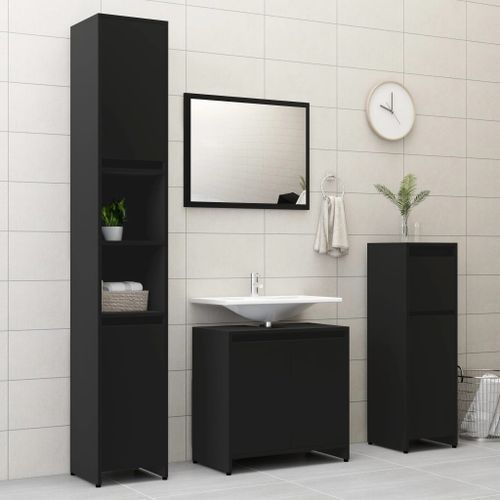 Ensemble de meubles de salle de bain 3 pcs Noir 6 - Photo n°3; ?>