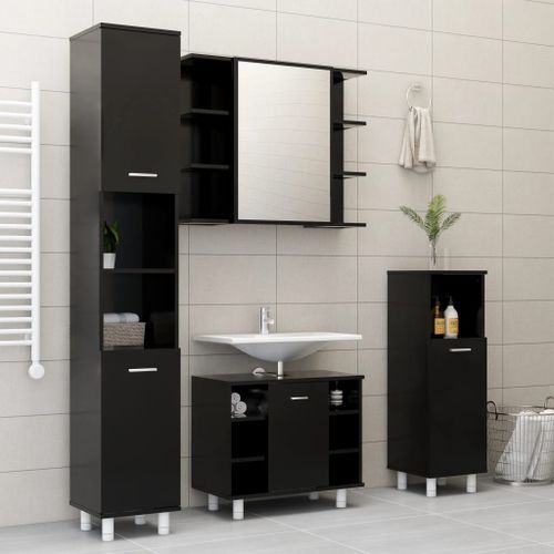 Ensemble de meubles de salle de bain 3 pcs Noir 3 - Photo n°3; ?>