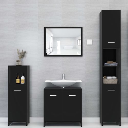 Ensemble de meubles de salle de bain 3 pcs Noir 2 - Photo n°3; ?>