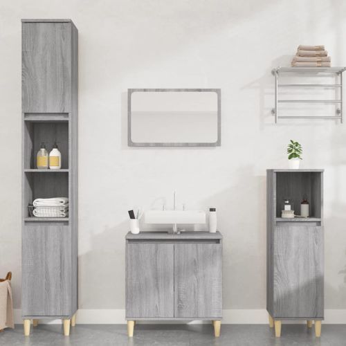 Ensemble de meubles de salle de bain 3 pcs Sonoma gris - Photo n°2; ?>