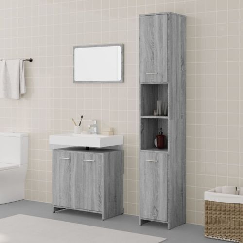 Ensemble de meubles de salle de bain 3 pcs Sonoma gris - Photo n°2; ?>