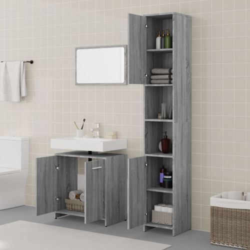 Ensemble de meubles de salle de bain 3 pcs Sonoma gris - Photo n°3; ?>