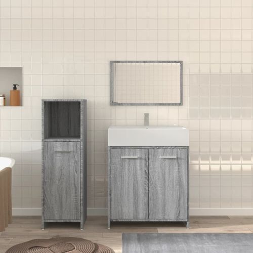 Ensemble de meubles de salle de bain 3 pcs Sonoma gris - Photo n°2; ?>