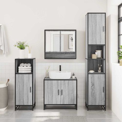 Ensemble de meubles de salle de bain 3 pcs Sonoma gris - Photo n°3; ?>