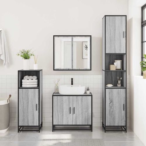 Ensemble de meubles de salle de bain 3 pcs Sonoma gris - Photo n°3; ?>