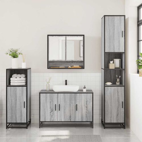 Ensemble de meubles de salle de bain 3 pcs Sonoma gris - Photo n°3; ?>