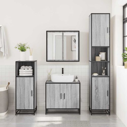 Ensemble de meubles de salle de bain 3 pcs Sonoma gris - Photo n°3; ?>