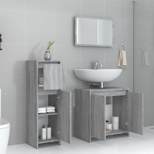 Ensemble de meubles de salle de bain 3 pcs Sonoma gris - Photo n°3; ?>