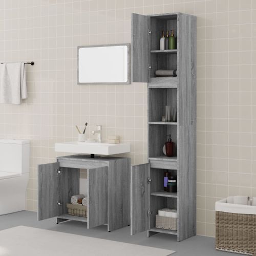 Ensemble de meubles de salle de bain 3 pcs Sonoma gris - Photo n°3; ?>