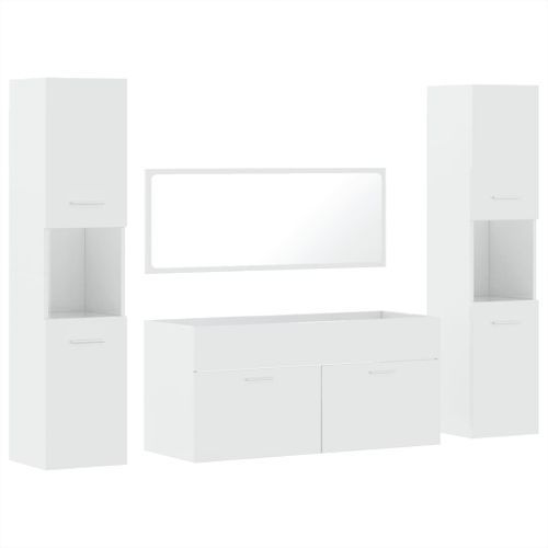 Ensemble de meubles de salle de bain 4 pcs blanc brillant - Photo n°2; ?>