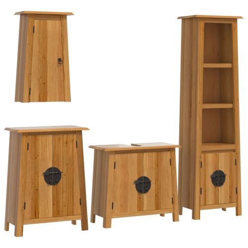 Ensemble de meubles de salle de bain 4 pcs bois de pin massif - Photo n°2; ?>