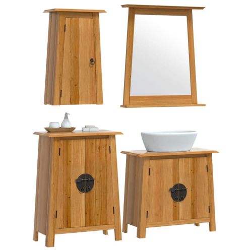 Ensemble de meubles de salle de bain 4 pcs bois de pin massif - Photo n°3; ?>