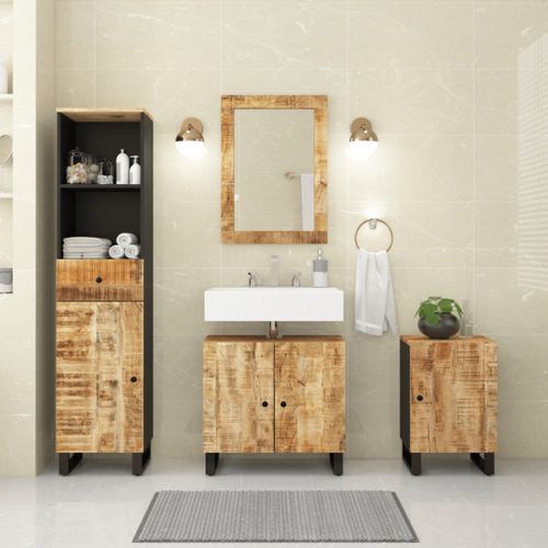 Ensemble de meubles de salle de bain 4 pcs bois manguier massif - Photo n°2; ?>