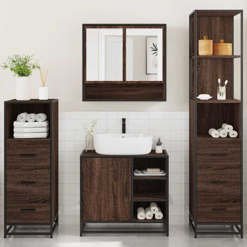 Ensemble de meubles de salle de bain 4 pcs chêne marron - Photo n°3; ?>